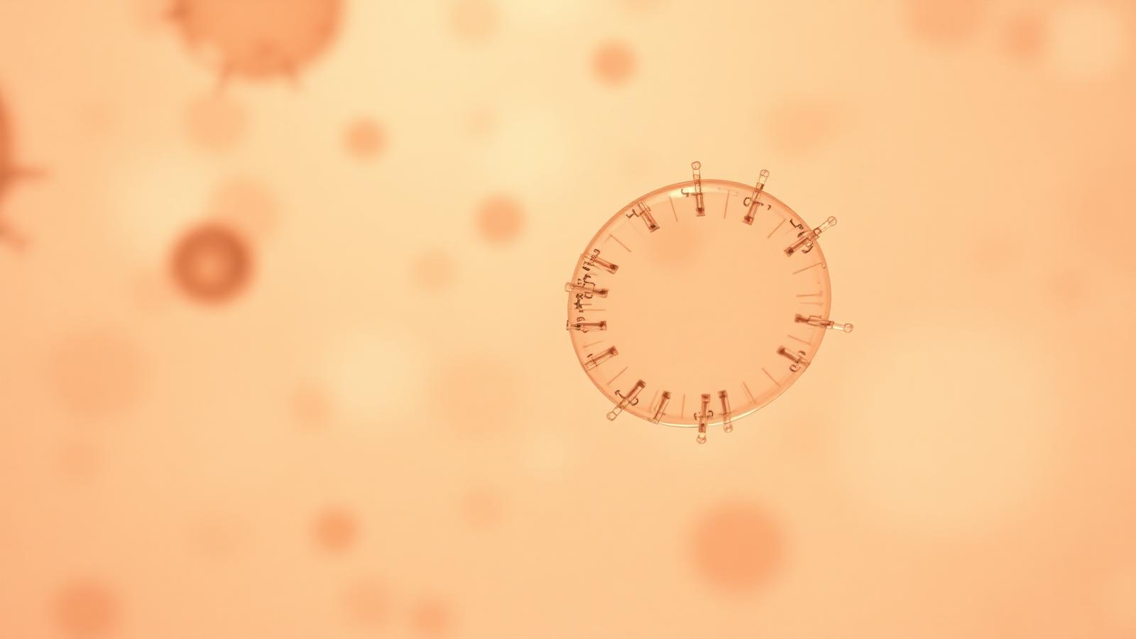 Soft abstract microscopy image of cells in warm amber tones